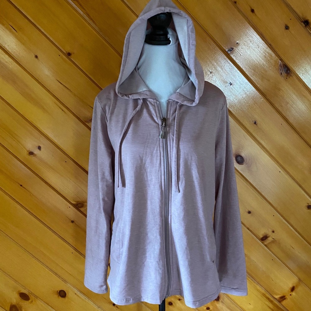 32 Degrees Cool Womens Mauve Pink Heathered Full Zip Hoodie Jacket Large